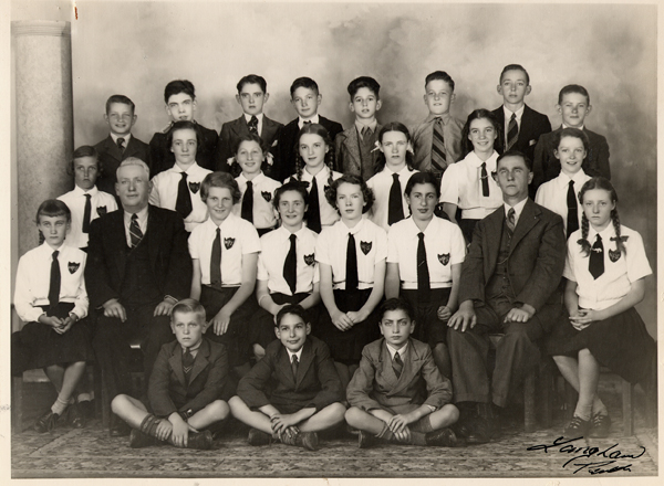 North Perth State School scholarship winners, 1943. Geoffrey Bolton is in the back row second from left